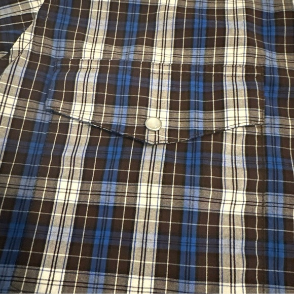 Wrangler Mens Shirt Size Medium Blue Plaid Pearl Snap Button Up Relaxed Western - Picture 9 of 14